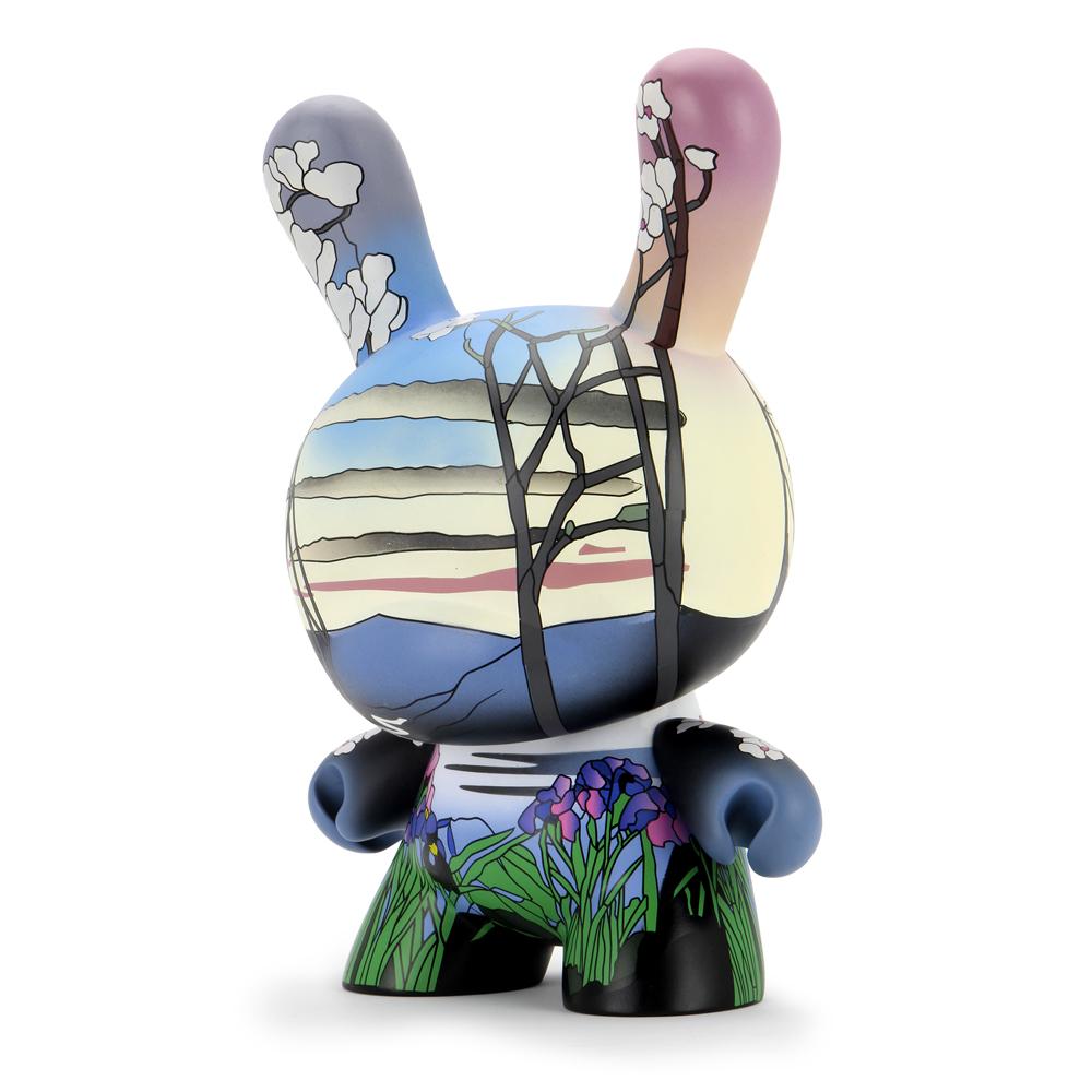 The Met 8-Inch Masterpiece Dunny featuring Louis C. Tiffany-style magnolias and irises with intricate floral details.