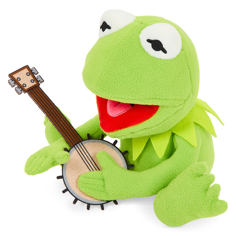 Disney The Muppets Kermit the Frog plush holding a banjo, 8-inch Phunny plush toy with detailed green fabric and embroidered features.