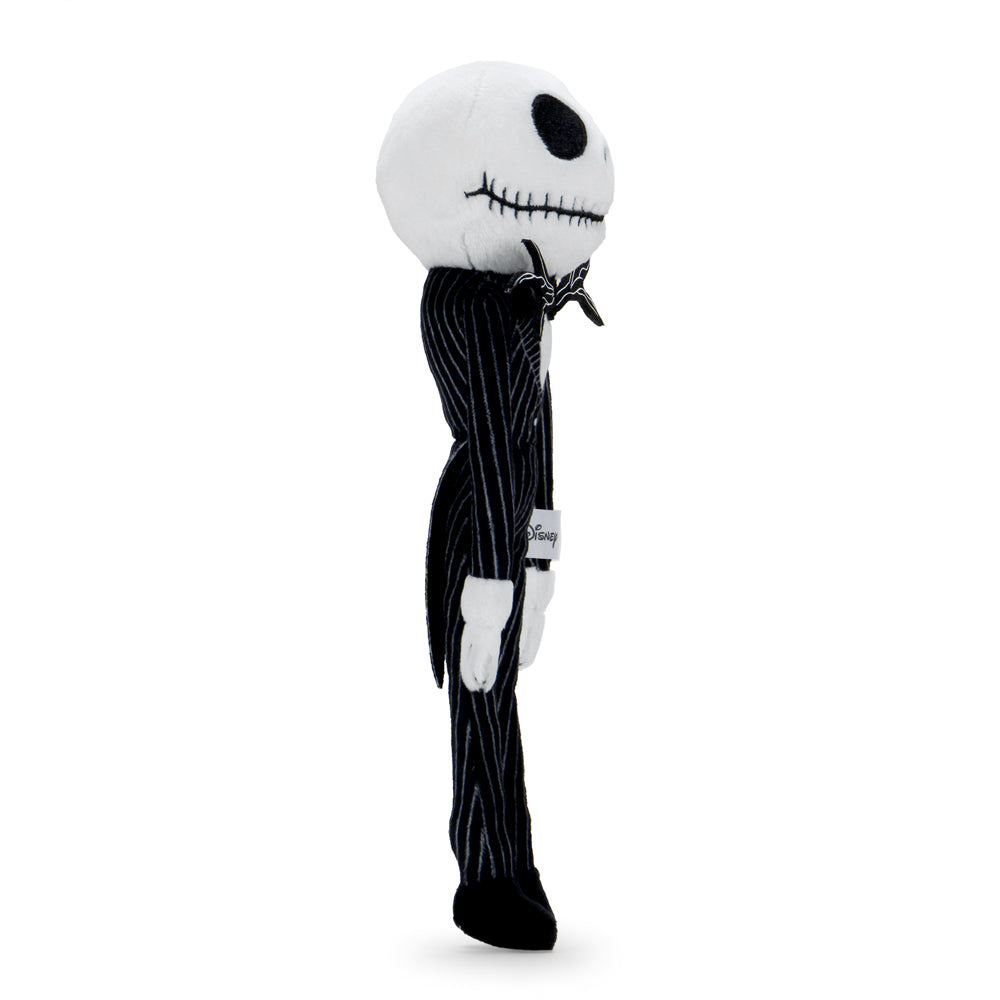 Disney The Nightmare Before Christmas Jack Skellington 10-inch Phunny Plush lying down with detailed face and signature black and white design.