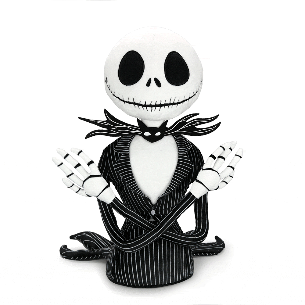 Disney The Nightmare Before Christmas Jack Skellington HugMe Shake Action Plush, soft stuffed toy with expressive face and detailed costume.