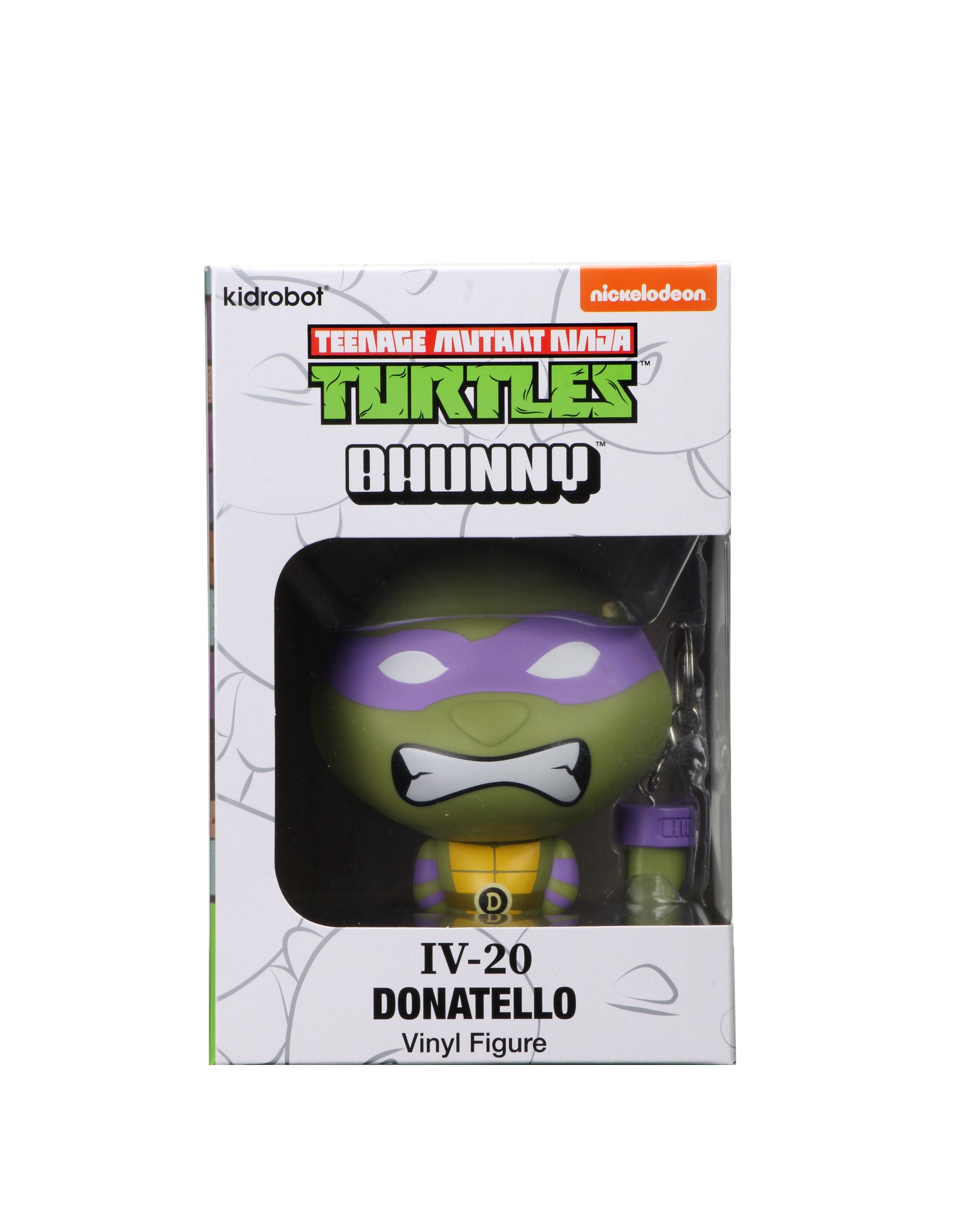 Kidrobot TMNT Donatello BHUNNY 4-inch vinyl figure, featuring Donatello from Teenage Mutant Ninja Turtles in a collectible vinyl design.