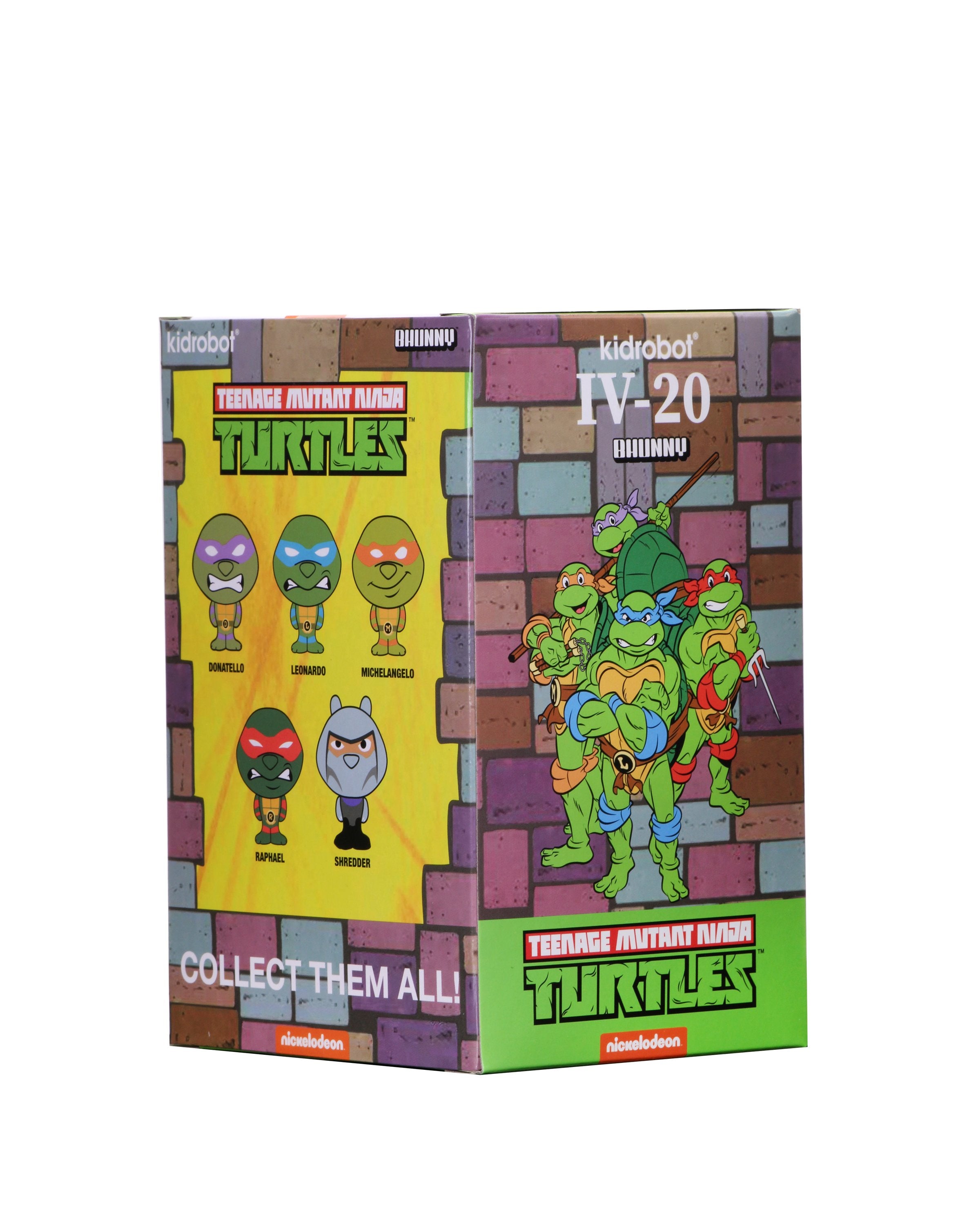 Kidrobot TMNT Donatello BHUNNY 4-inch vinyl figure, featuring Donatello with purple accessories and detailed sculpting.