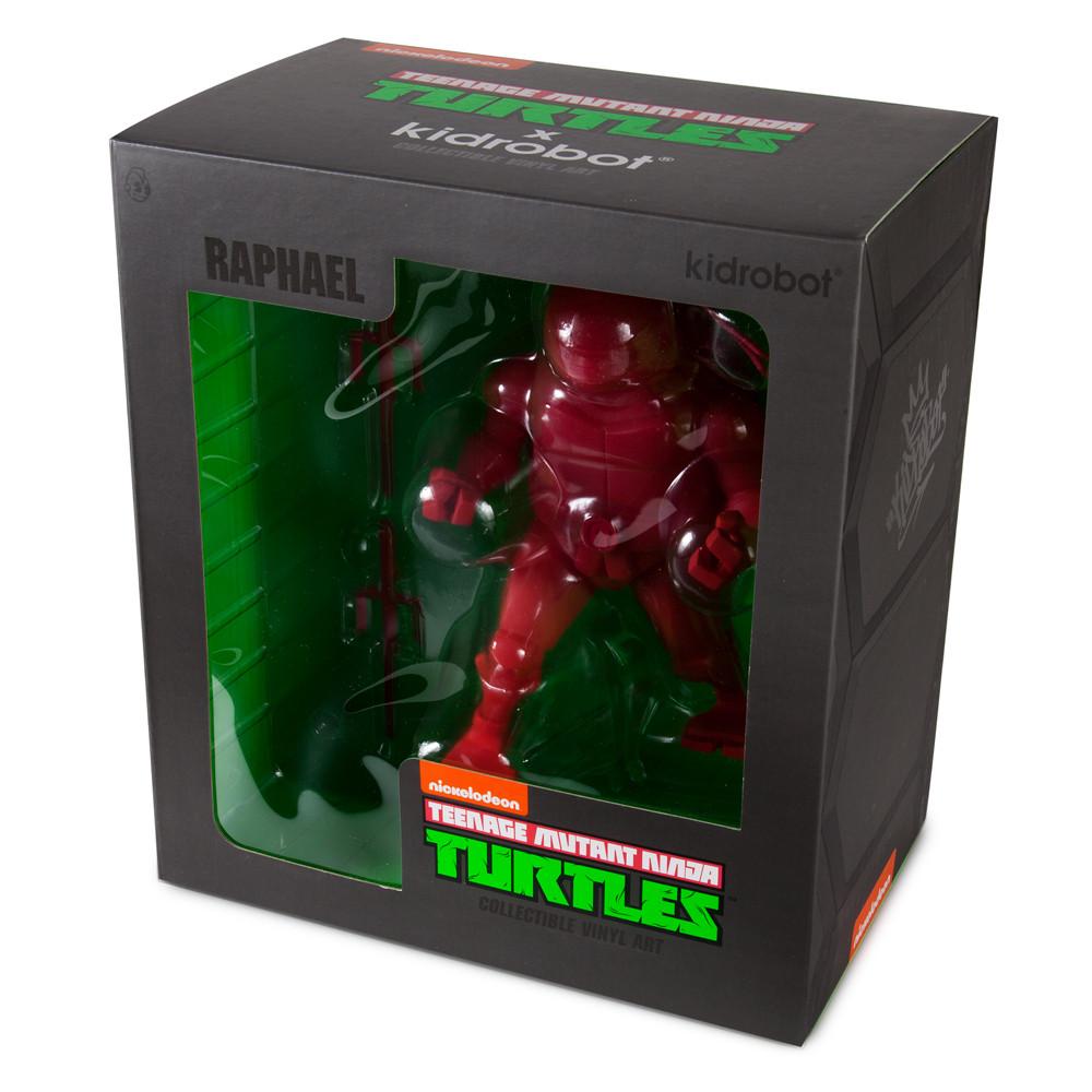 Teenage Mutant Ninja Turtles Raphael 8-inch vinyl art figure by Kidrobot, showcasing detailed design and vibrant colors.
