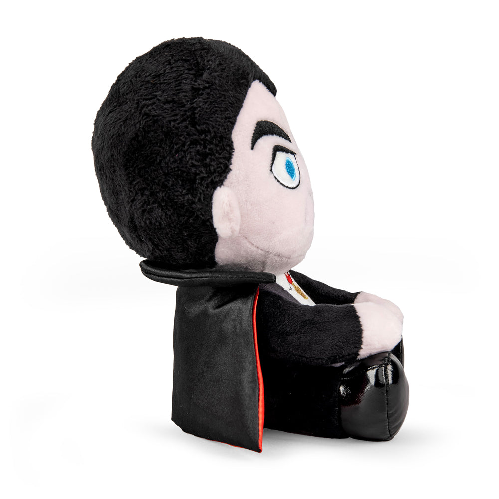 Universal Monsters Dracula 8-inch Phunny plush by Kidrobot featuring soft fabric and detailed vampire costume.