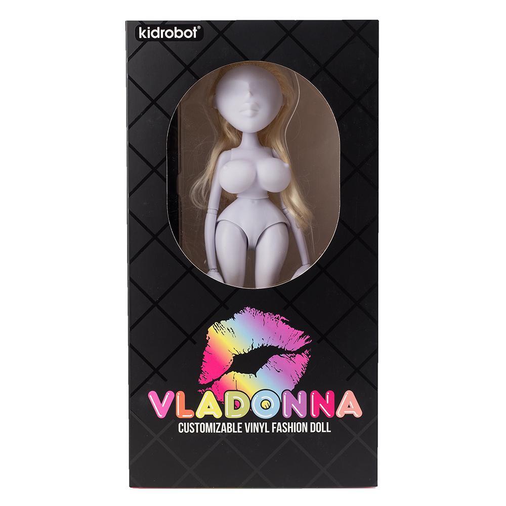 Vladonna Blonde Hair DIY Alternative Fashion Doll art figure with vinyl body and customizable features, showcasing her detailed face and outfit.