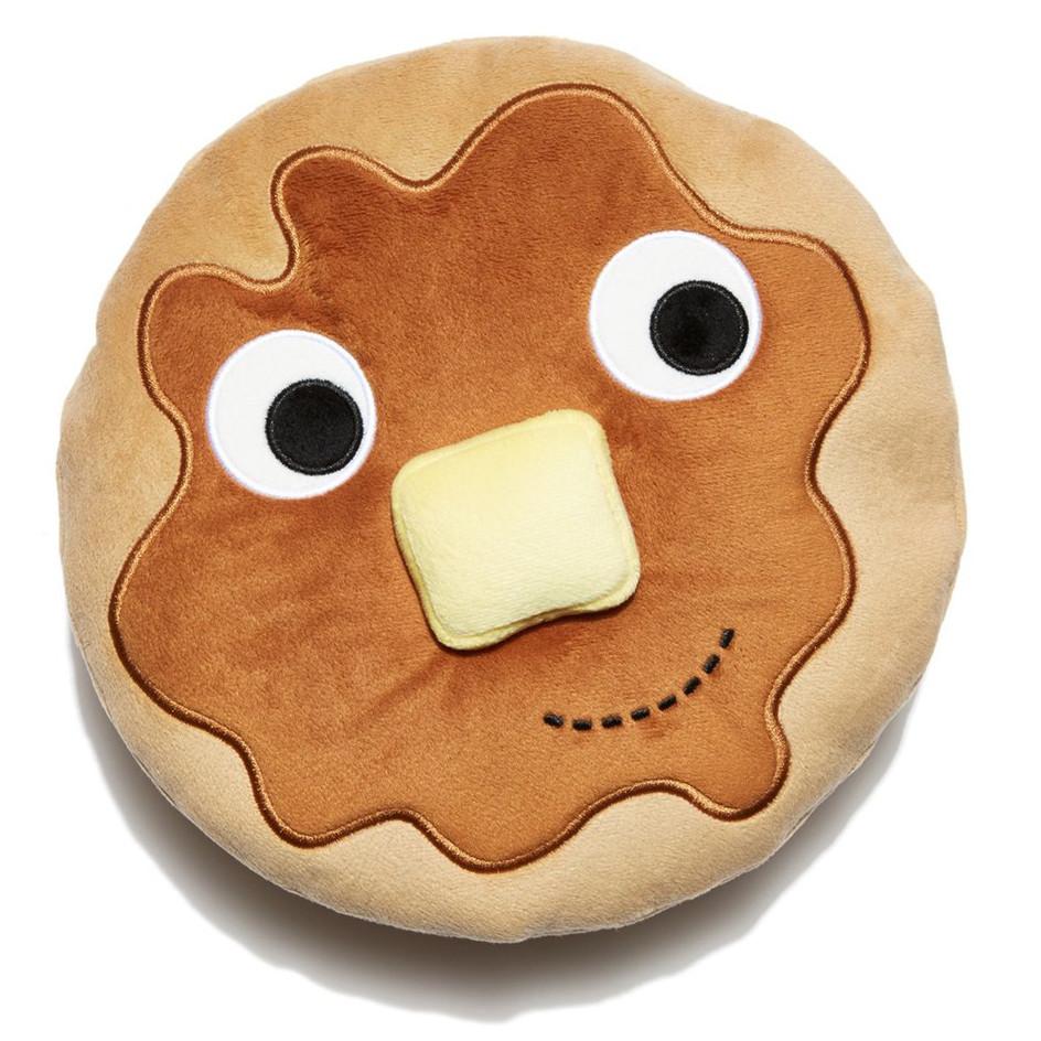 Yummy World 10-inch pancake plush pillow featuring a soft, colorful plush pillow shaped like a stack of pancakes.