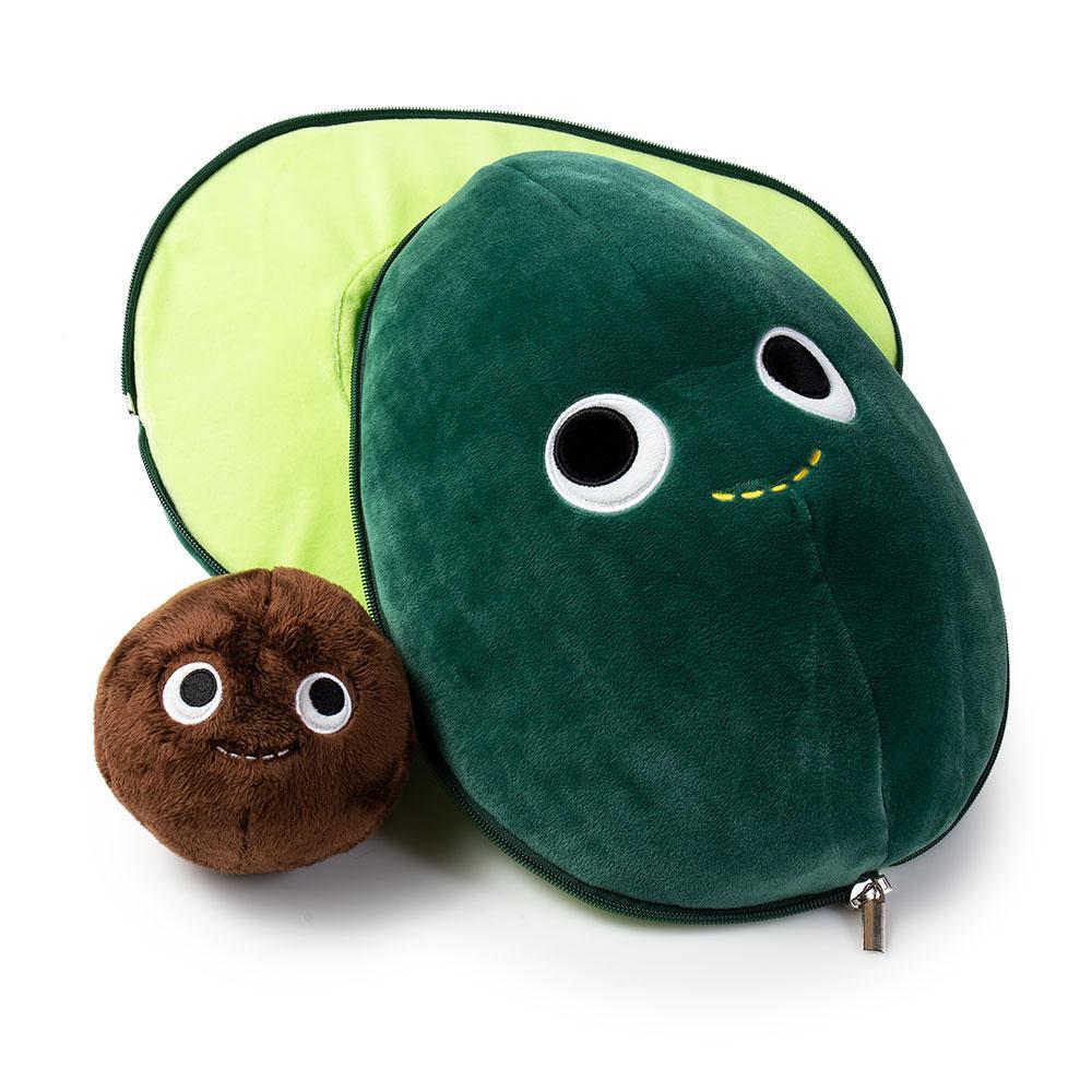 Large Yummy World 16-inch Eva the Avocado plush with interactive features, soft and cuddly plush toy for kids and collectors.
