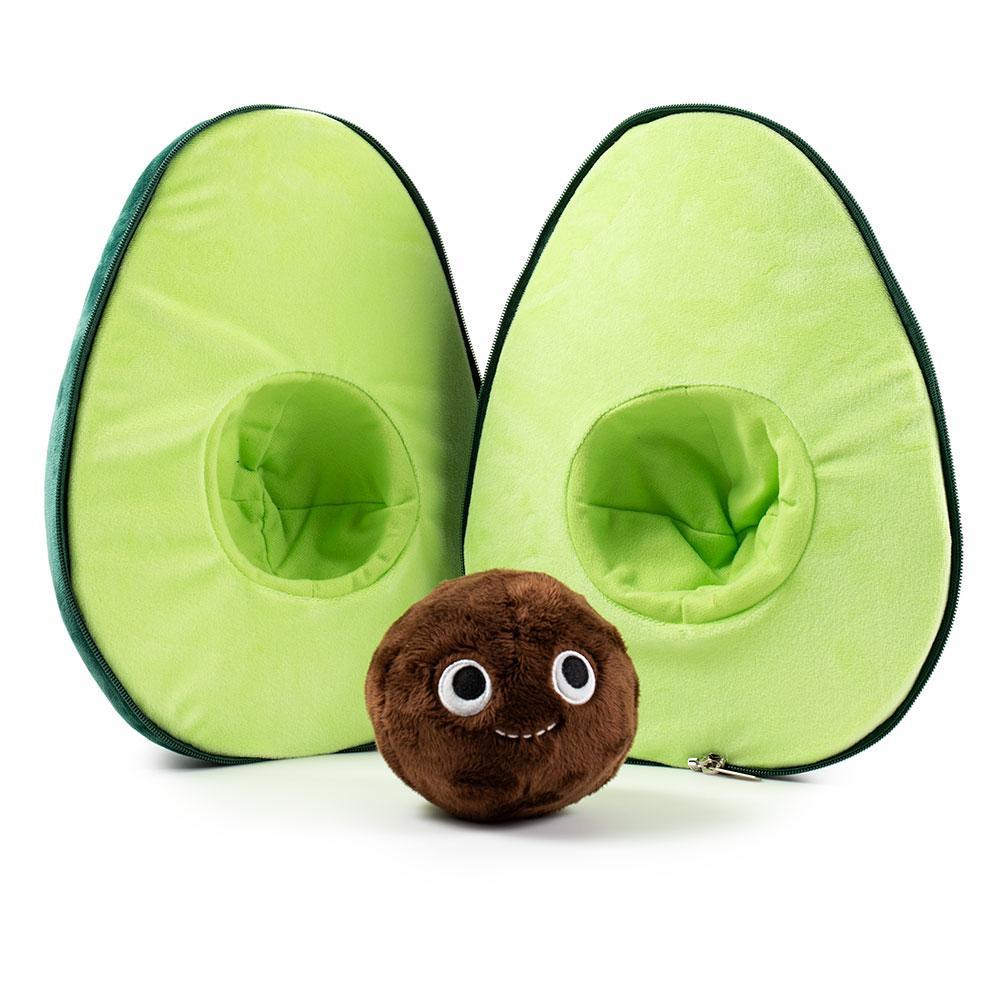 Large Yummy World Avocado plush toy with soft, plush exterior and interactive features, perfect for cuddling and play.