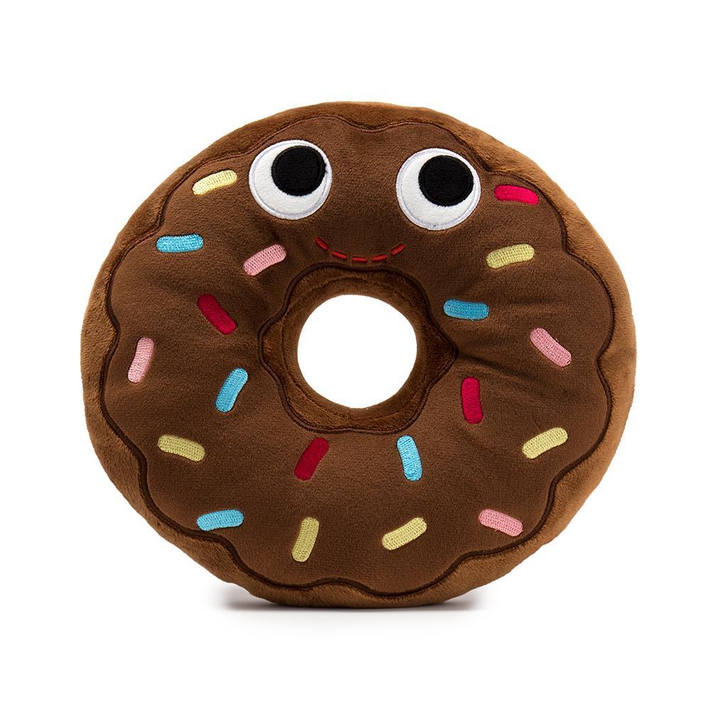 Yummy World Ben Chocolate Donut plush toy by Kidrobot, soft and cuddly with a chocolate donut design.