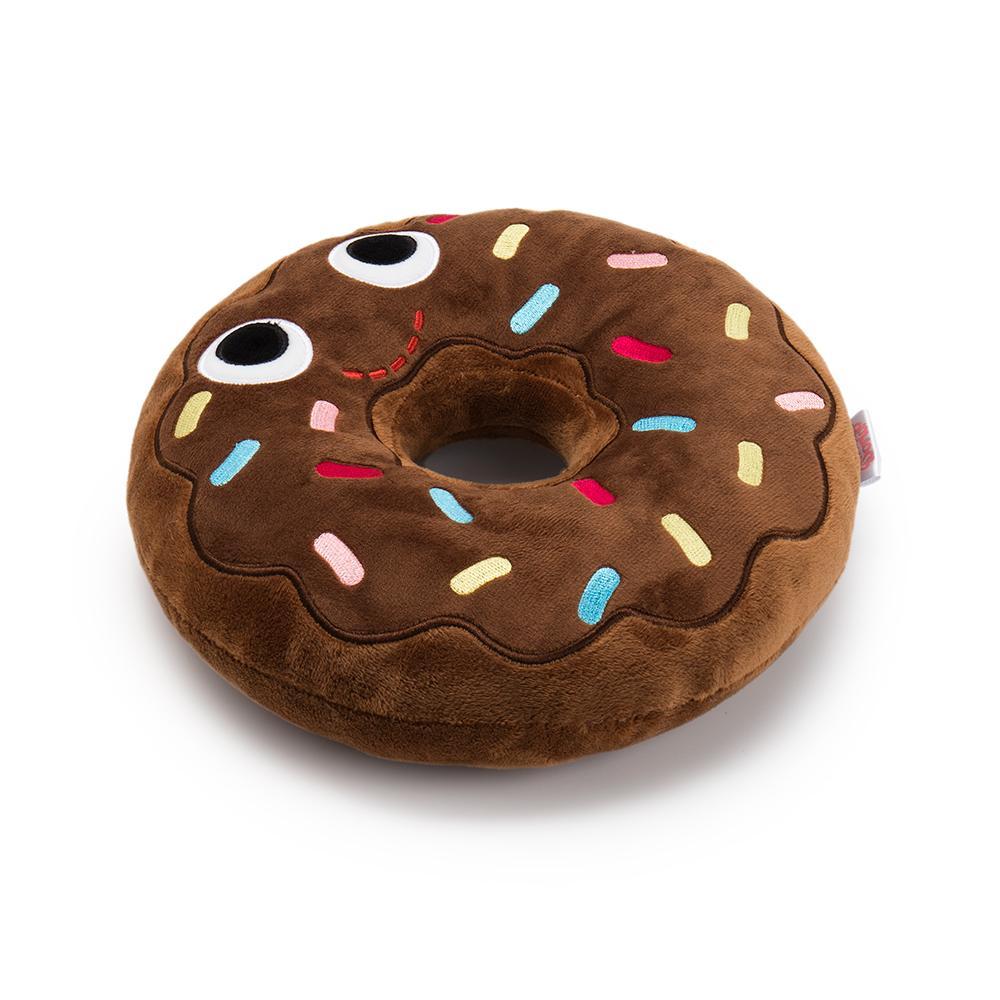 Yummy World Ben Chocolate Donut plush toy by Kidrobot, soft polyester stuffed animal with detailed donut design.
