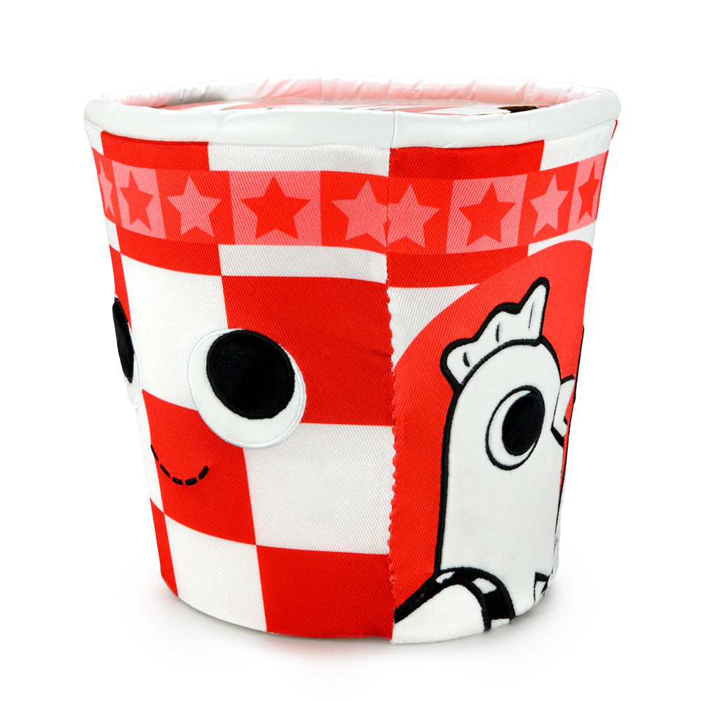 Yummy World Bertha Bucket of Fried Chicken plush toy, soft and interactive stuffed animal with fried chicken design.