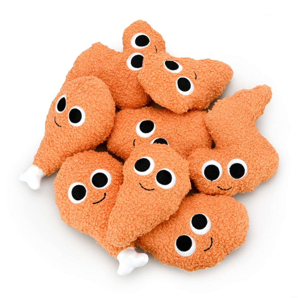 Yummy World Bertha Bucket of Fried Chicken plush toy, soft and colorful interactive stuffed animal designed for kids.