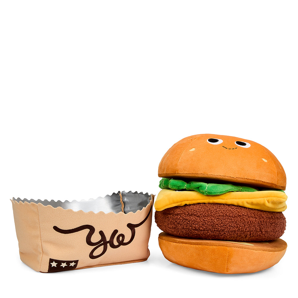 Yummy World Bonnie Burger 13-inch interactive plush toy featuring a colorful burger character with soft fabric and playful design.