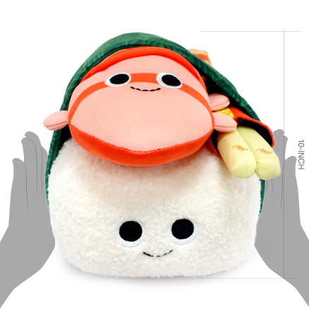 Yummy World Bubba the Shrimp Nigiri Sushi plush toy, soft interactive plush with detailed shrimp and sushi design.