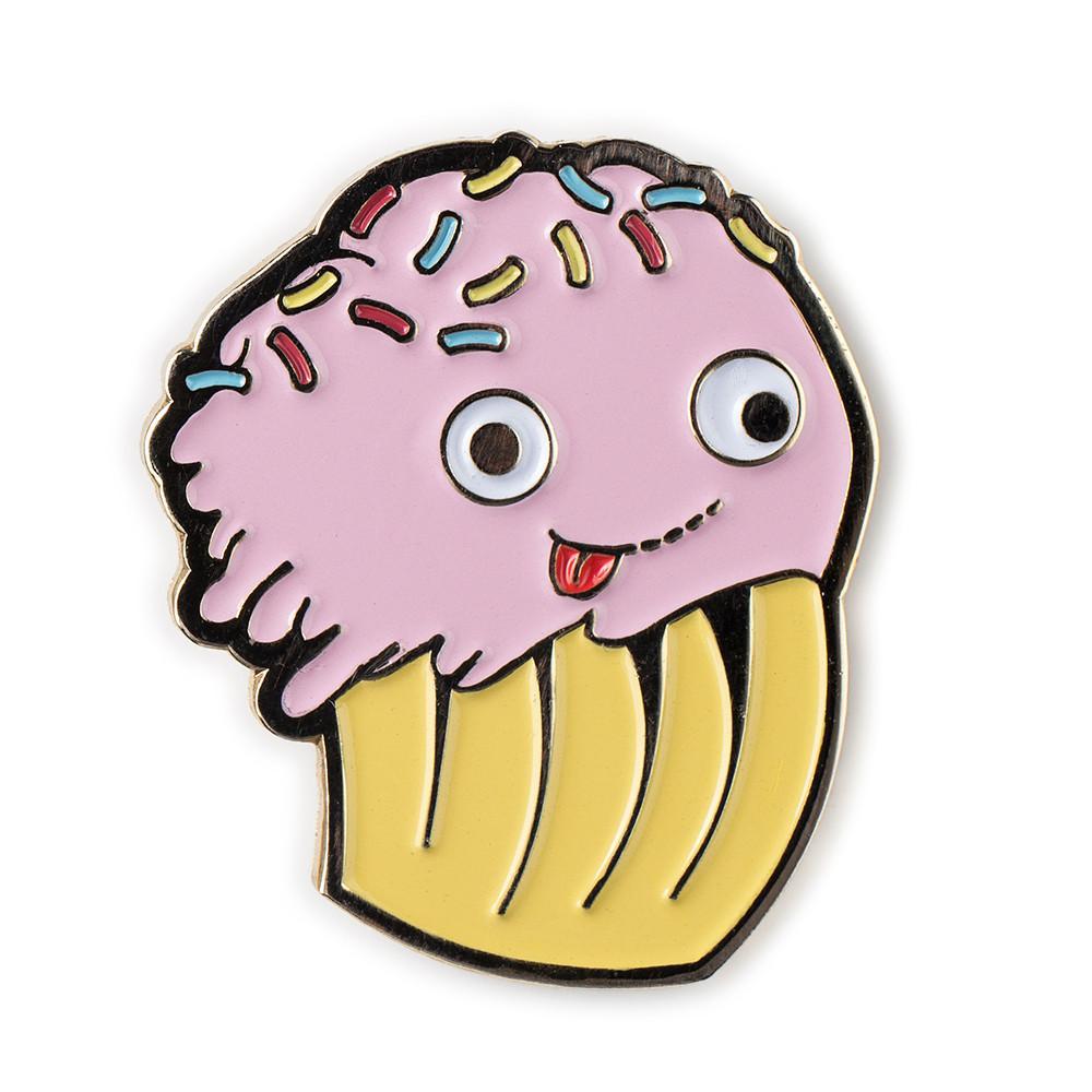 Yummy World collectible enamel pins featuring colorful, whimsical food character designs on a white background.