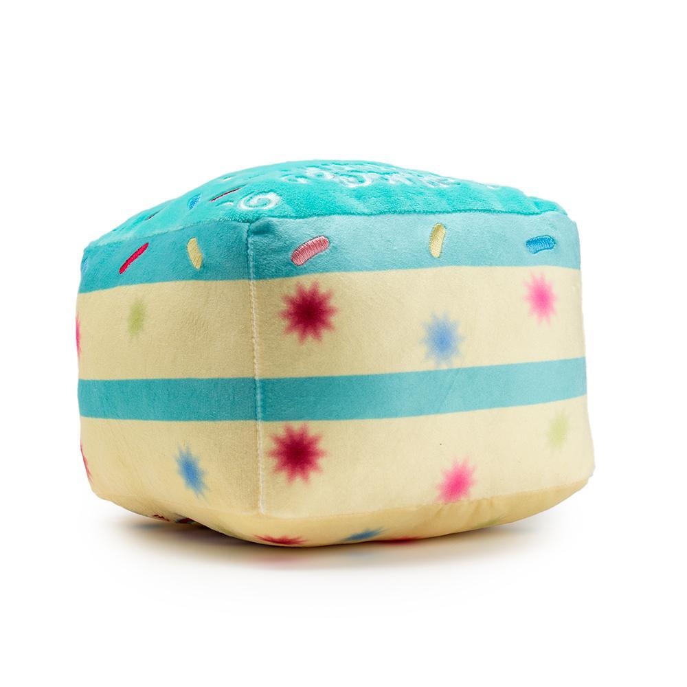 Yummy World Finn Funfetti Cake plush toy with colorful sprinkles, soft fabric, and a cheerful cake design.