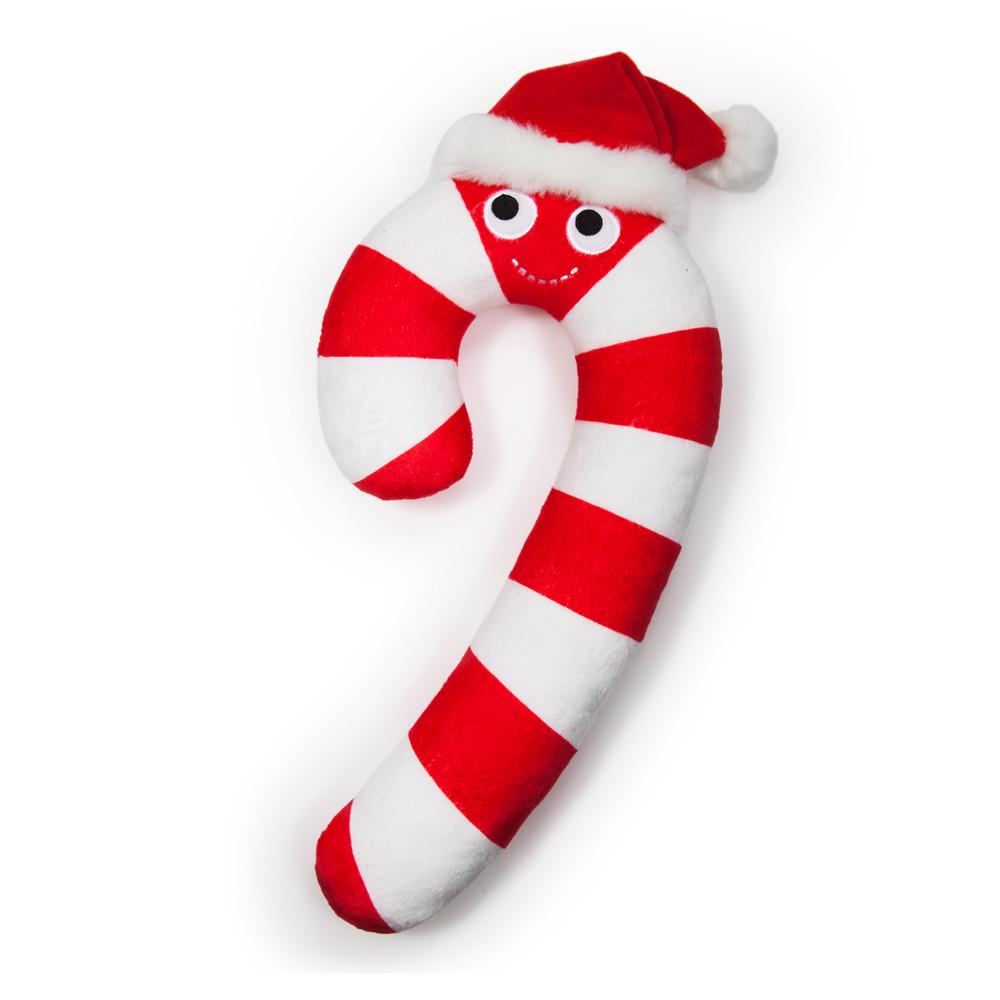 Yummy World Kris Cane the Candy Cane plush toy with red and white striped soft fabric, featuring a cute candy cane face and plush texture.