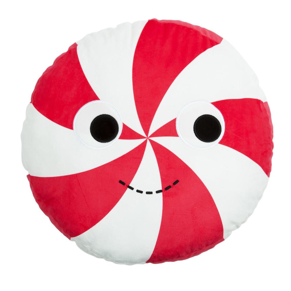 Yummy World large peppermint candy plush pillow featuring colorful, soft fabric and detailed candy design for cozy decor.