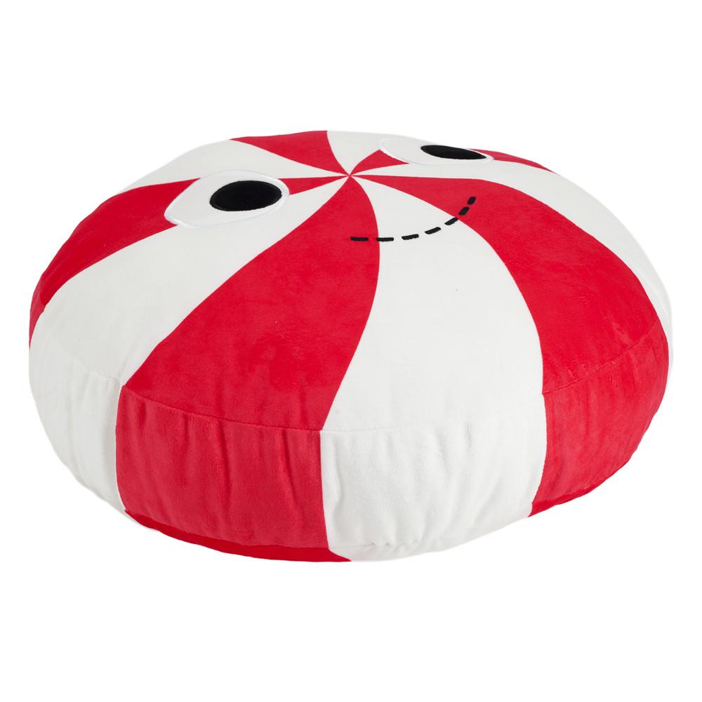 Yummy World large peppermint candy plush pillow with red and white striped design, soft and cuddly for comfort and decorative use