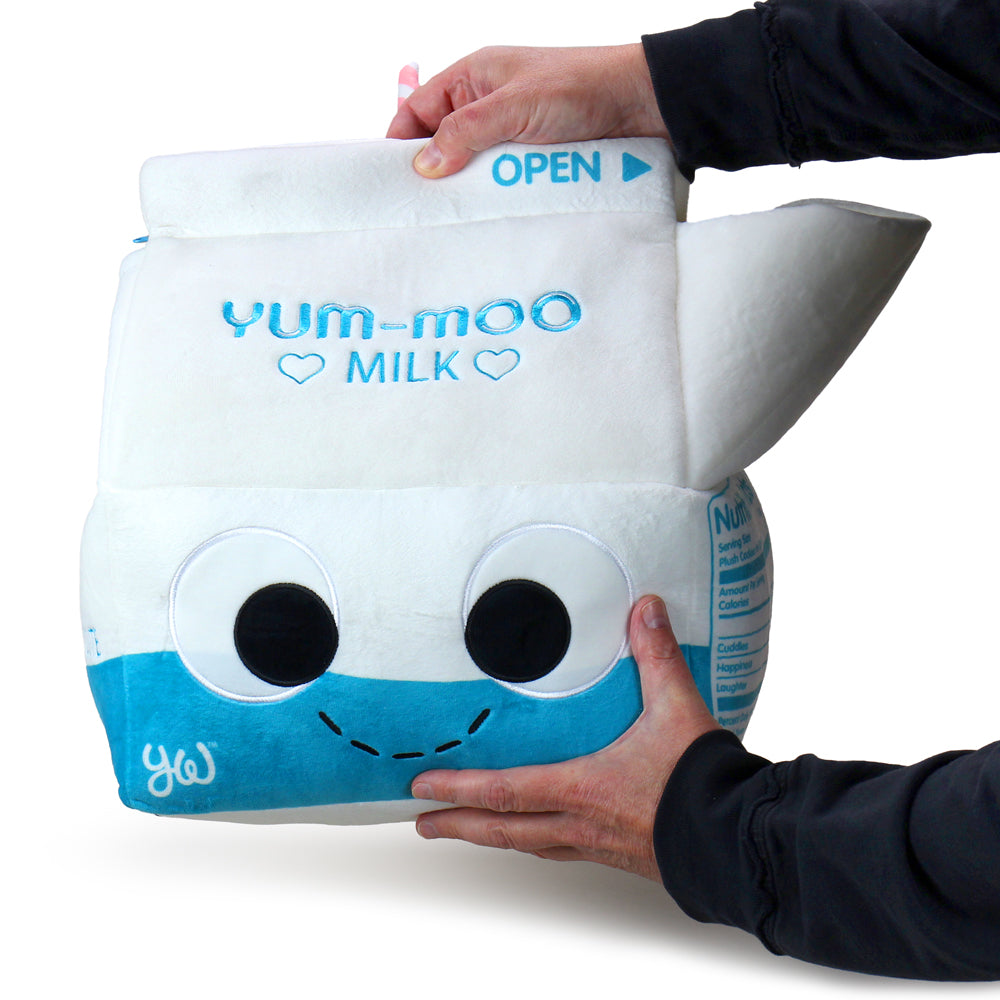 Yummy World Milk and Cookies interactive plush toy featuring soft fabric and colorful character design for kids.