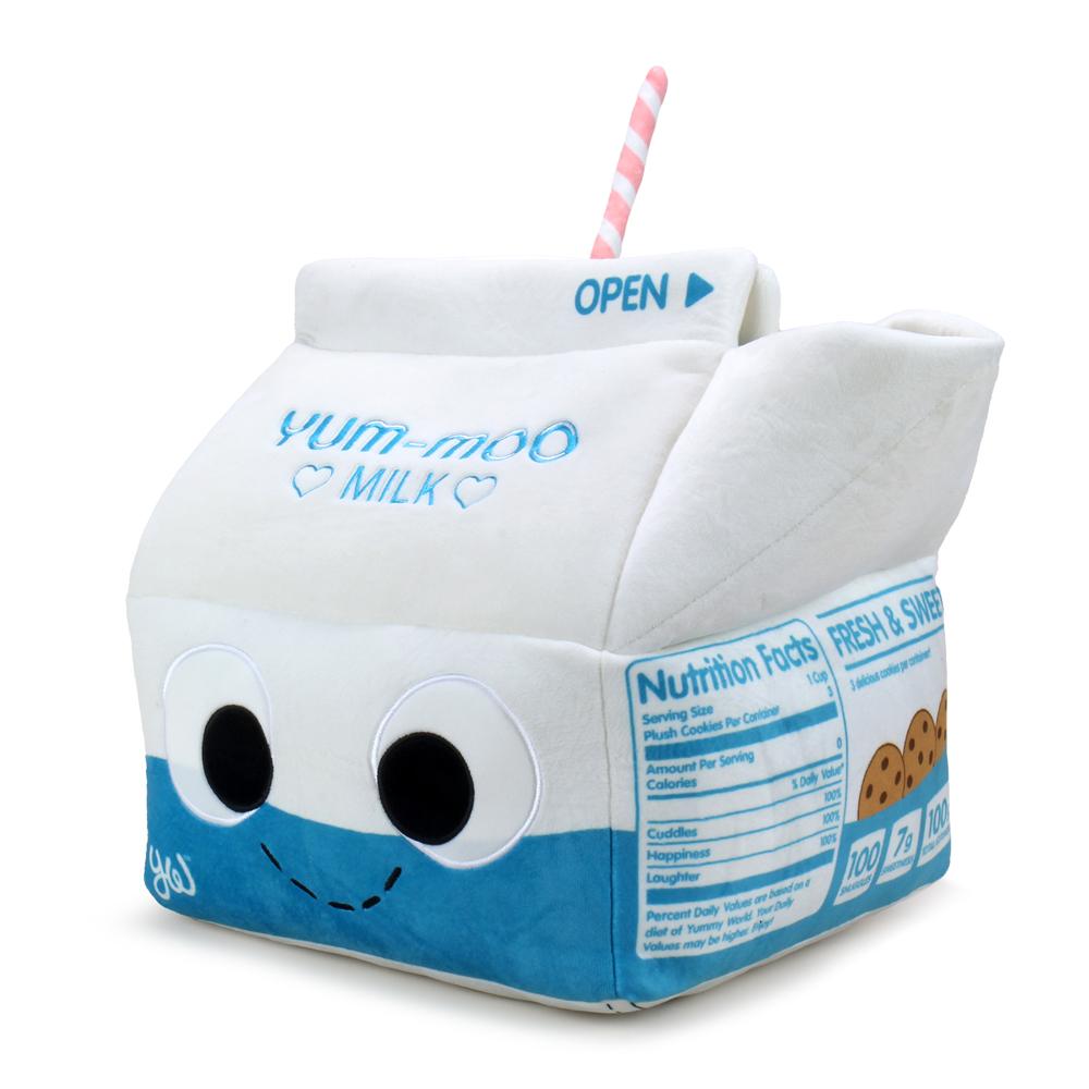 Yummy World Milk and Cookies interactive plush toy featuring a soft, cuddly milk carton and cookie character from the Yummy World brand.