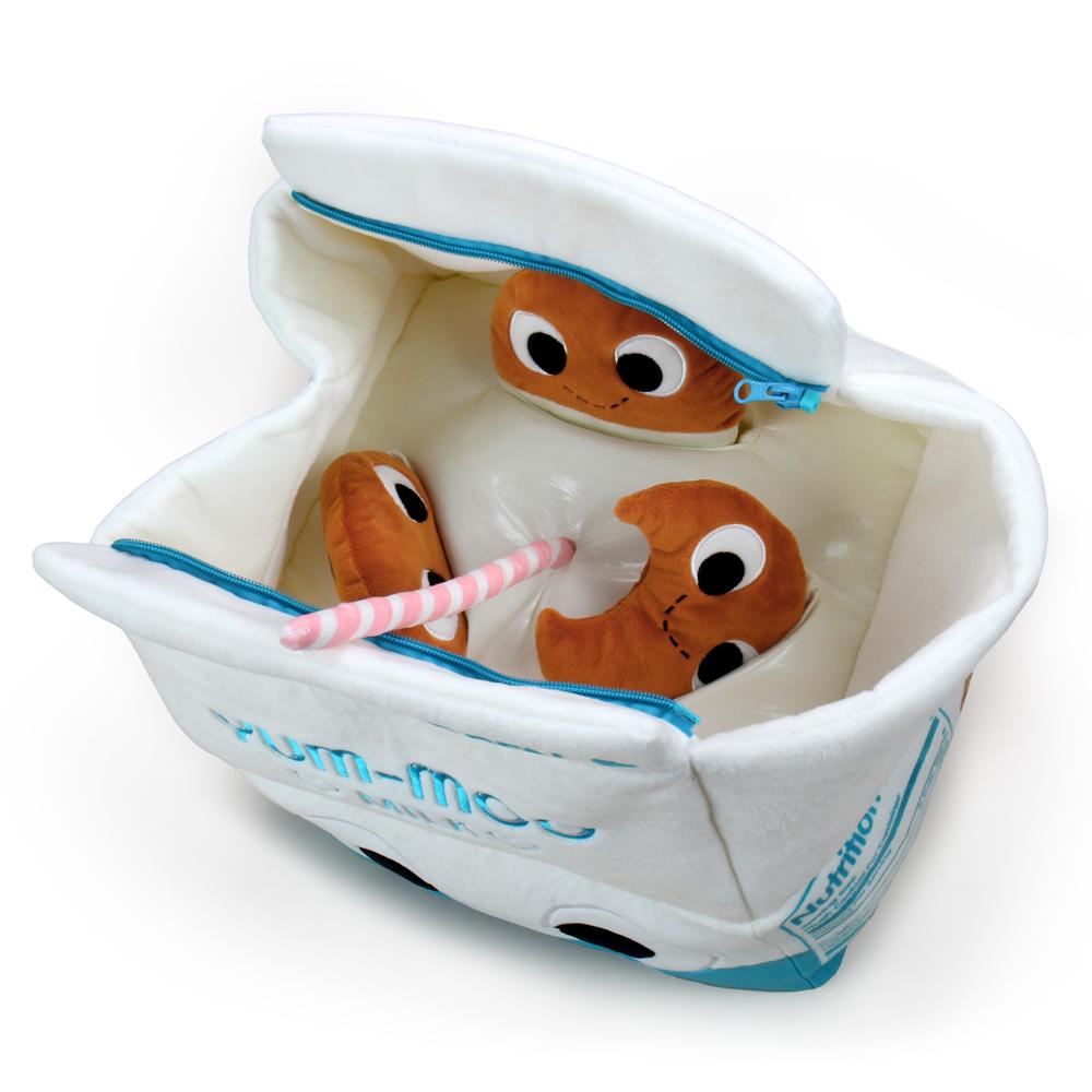 Yummy World Milk and Cookies interactive plush toy featuring a soft plush milk carton and cookie character with playful details.