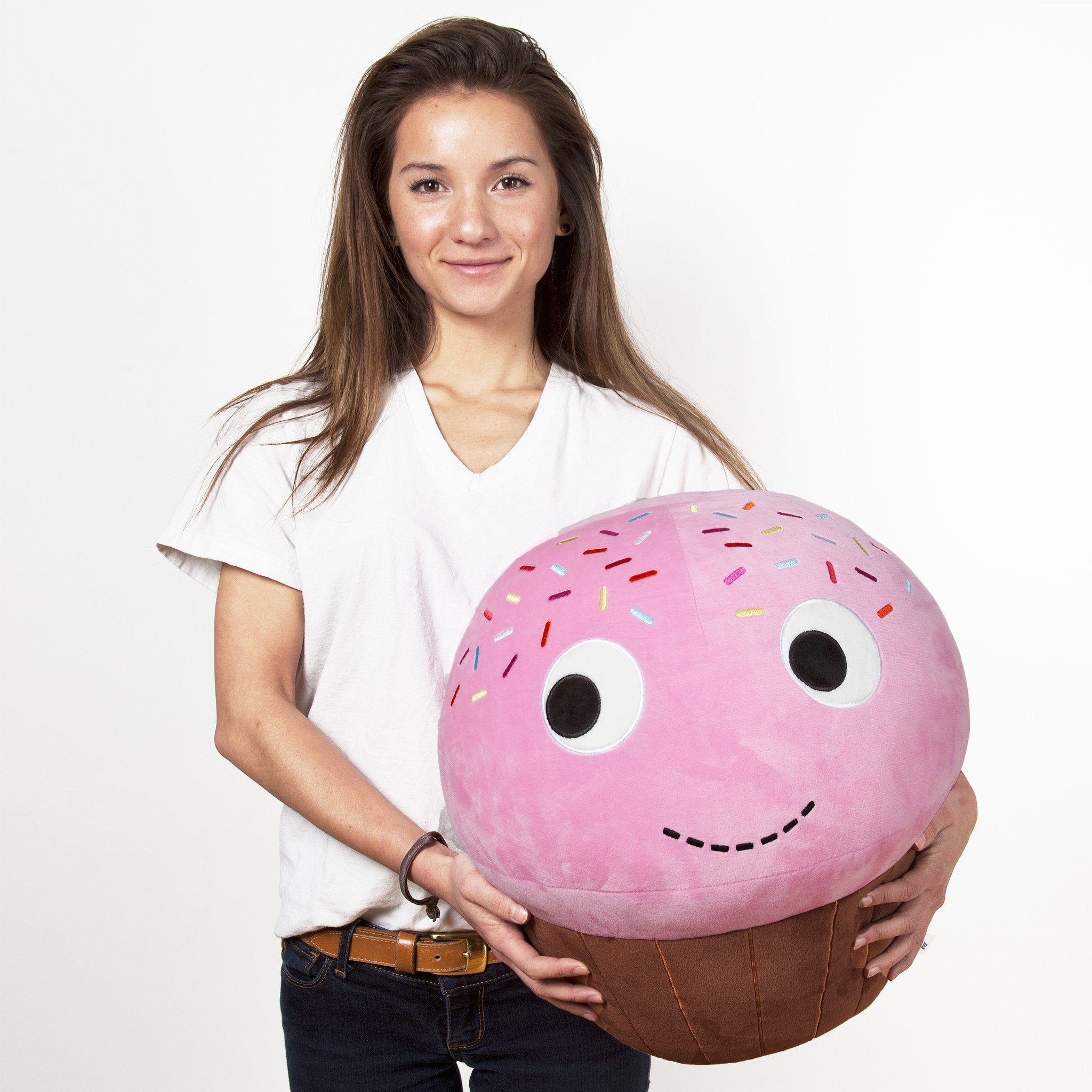 Yummy World Sprinkles Cupcake 24-inch XL plush toy by Kidrobot, soft and colorful with sprinkles design, ideal for cuddling.